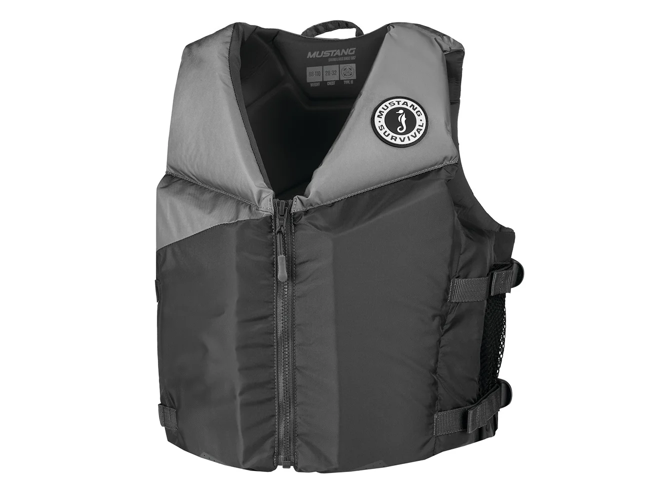 Mustang Young Adult REV Foam Vest - Grey/Light Grey/Fluorescent Yellow - Universal