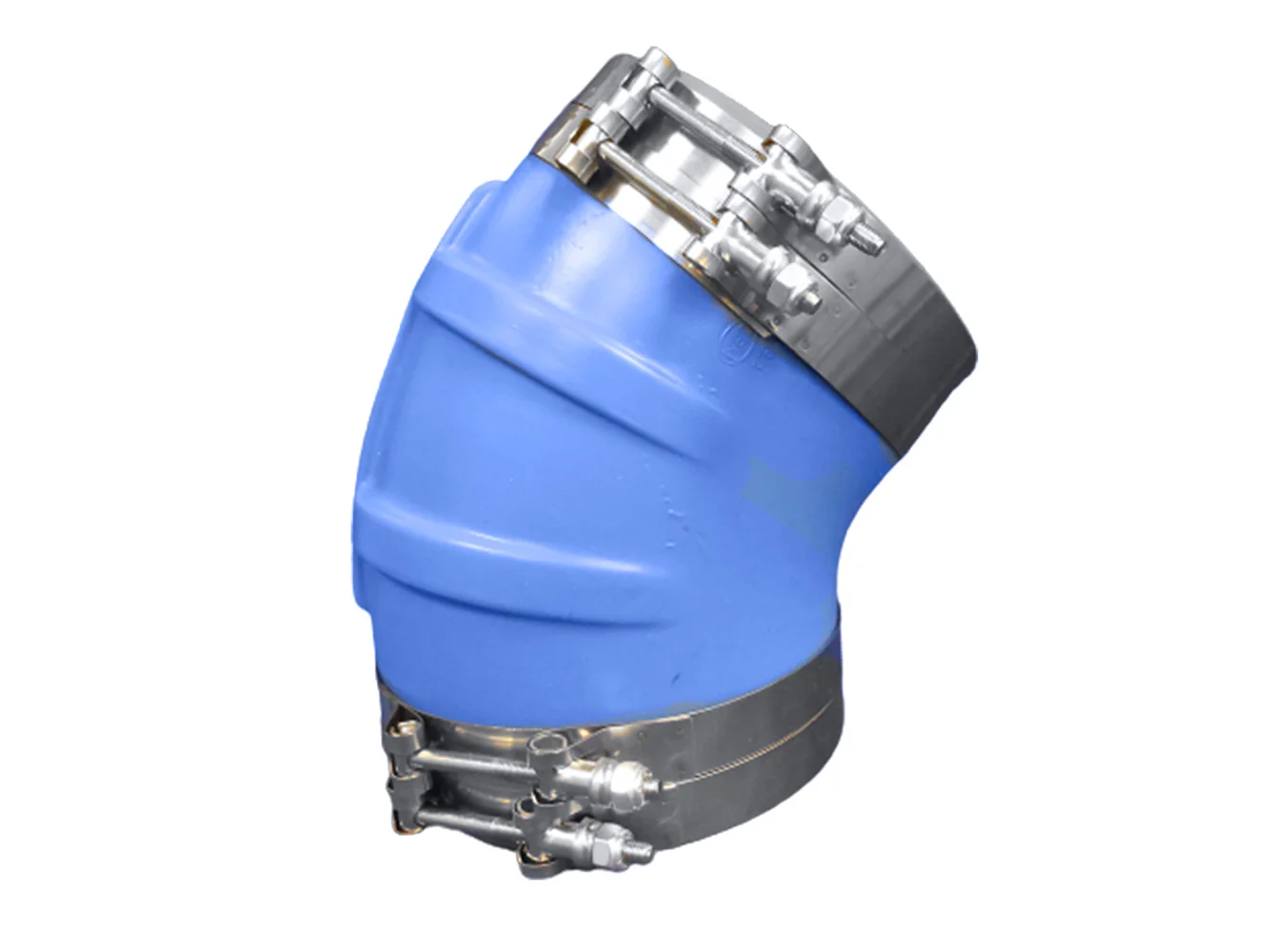 Trident Marine ID 45 Degree Blue Silicone Molded Wet Exhaust Elbow w/4 T-Bolt Clamps