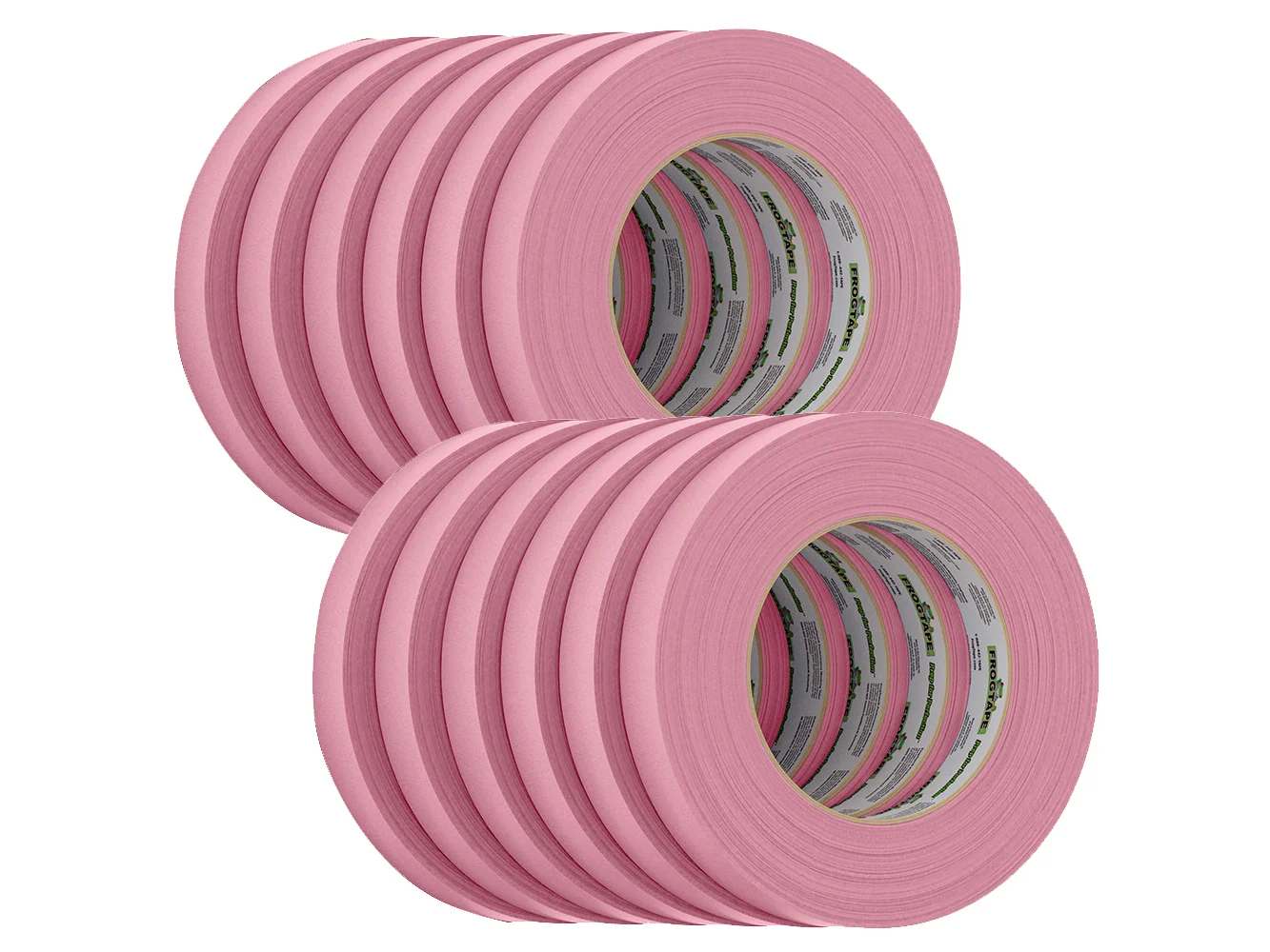 FrogTape CP 325 Medium-High Adhesion Masking Tape - 18MM x 55M x 12-Pack - Pink - Rated f/325°F