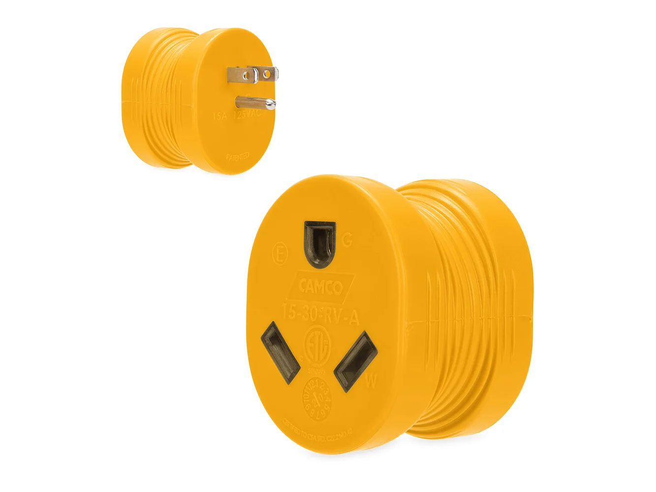 Camco Power Grip RV Adapter - 15Amp Male/30Amp Female