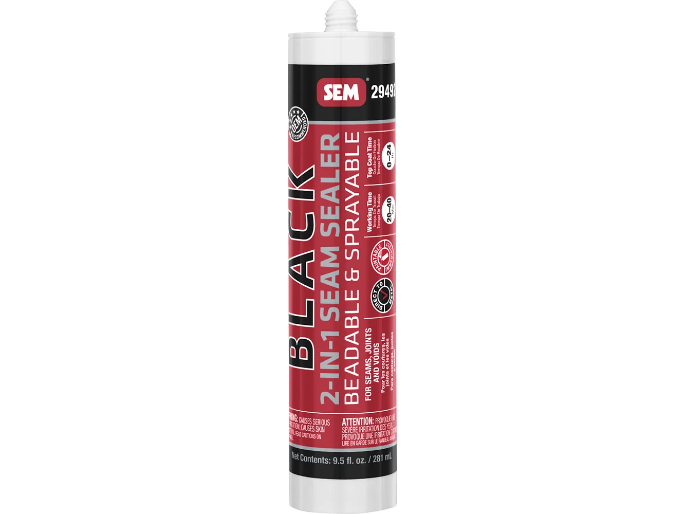 SEM 2-IN-1 Seam Sealer - 9.5oz Tube - Black