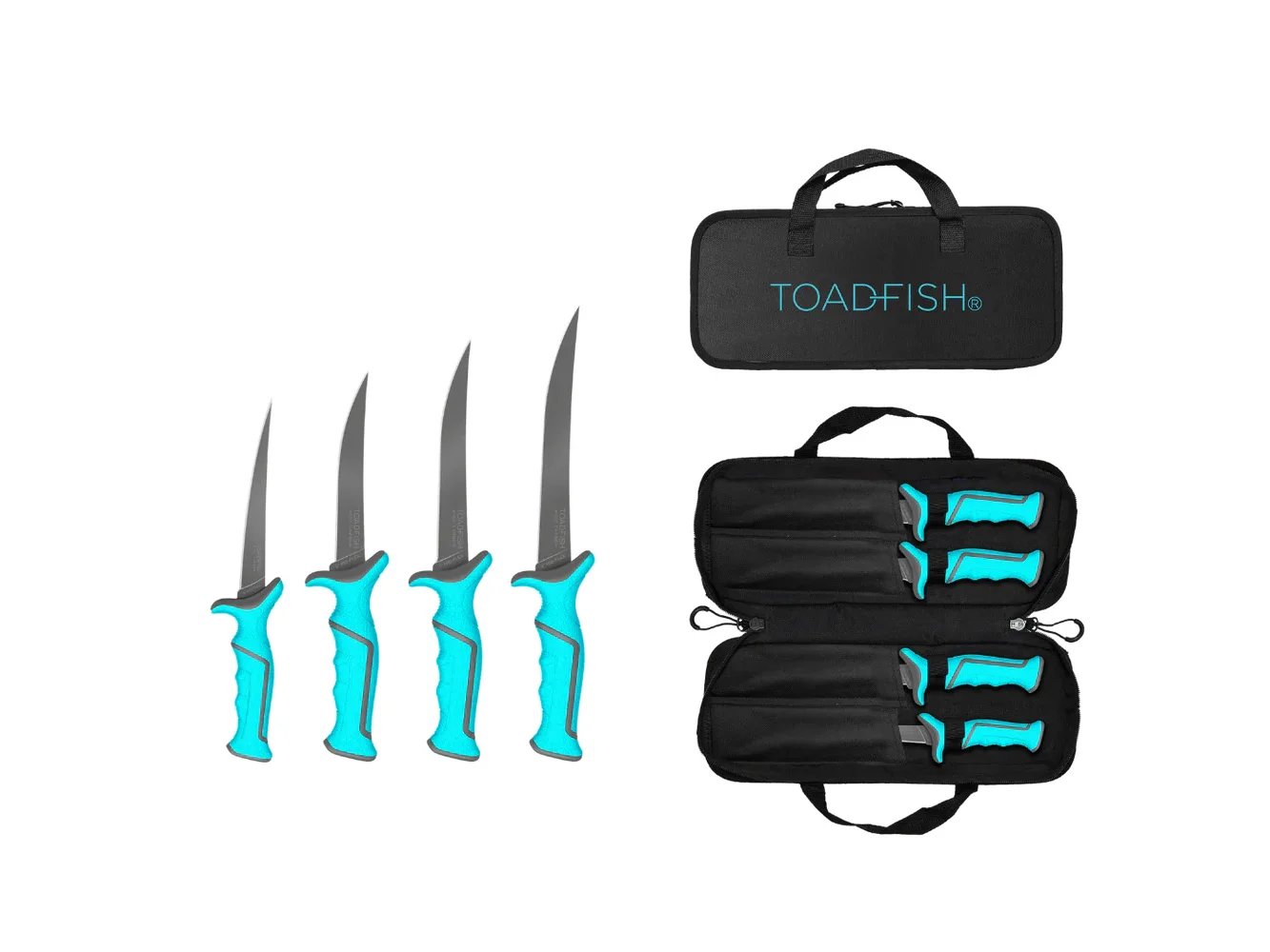 Toadfish Fixed Filet Knife Set - 4 Knives - 5”, 6”, 7” & 8” Fixed Knives