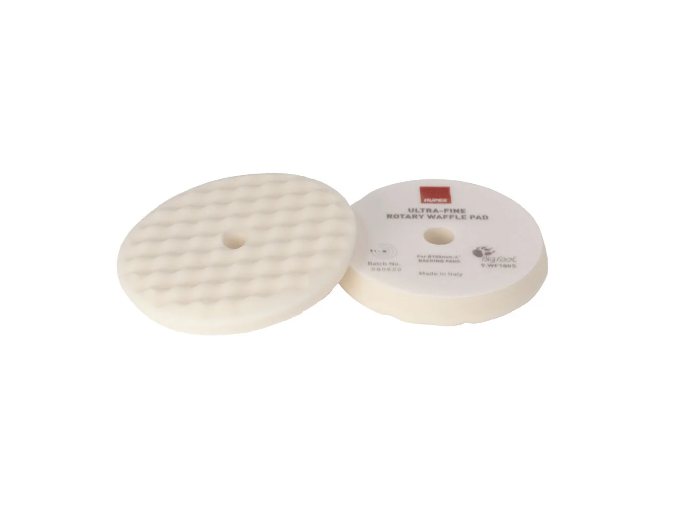 RUPES Velcro Waffle Ultra-Fine Polishing Foam Pad f/Rotary Polishers 180mm - White