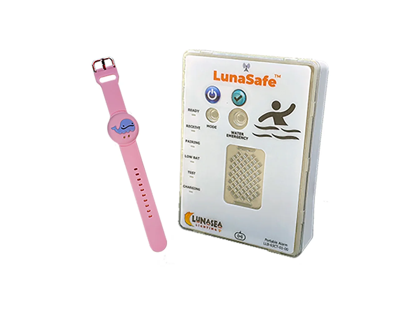Lunasea Water Activated RF Transmitter w/Rechargeable Alarm Receiver - Pink