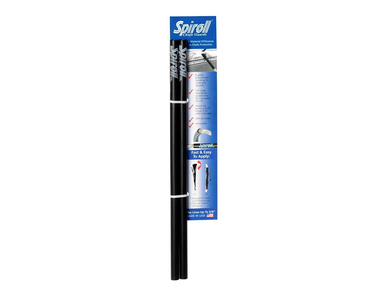 Spiroll Chafe Guard Black f/Lines up to 5/8" Diameter - Pair