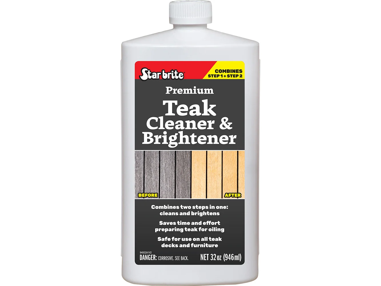 Star brite Premium Teak Cleaner & Brightener - Restore & Enhance Wood Grain - 32 oz