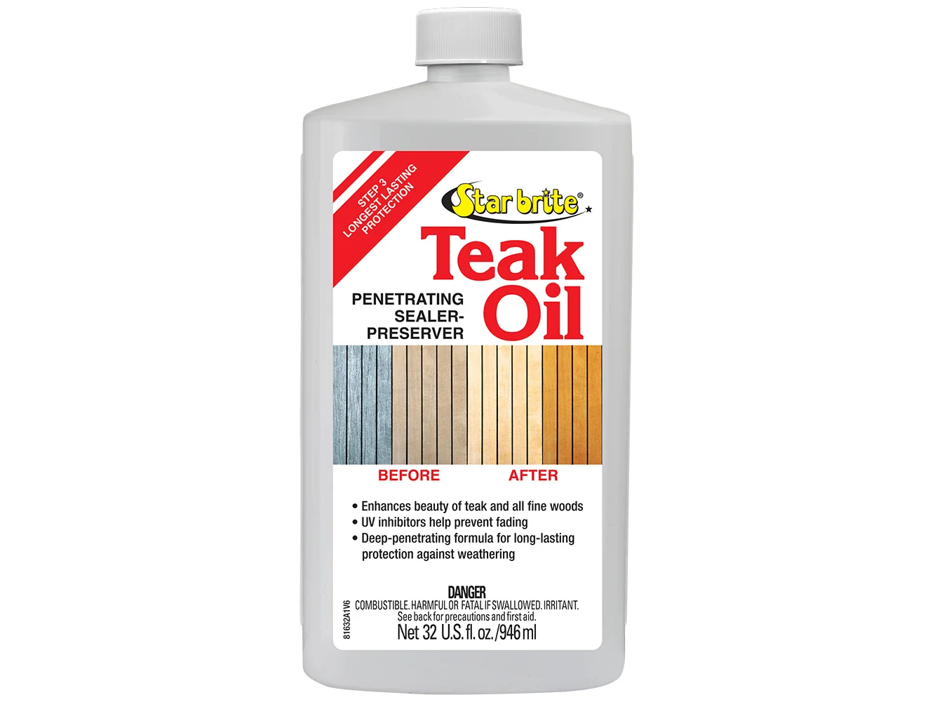 Star brite Teak Oil - Long Lasting, Penetrating, Sealer, & Preserver w/UV Inhibitors - 32 oz