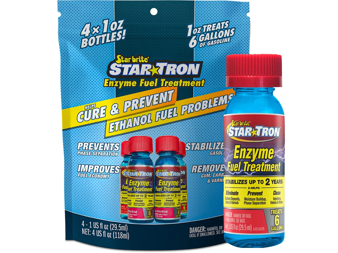 Star brite Star-Tron Enzyme Fuel Treatment - Classic Gas Formula - Contains (4) 1 oz Bottles