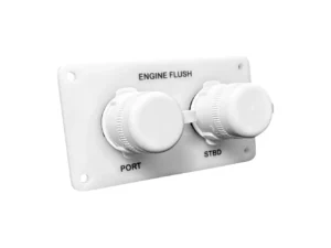 Flushmaster Flush Port Reroute Dual Outlet - White Acrylic Plate - Horizontal - 1/2' Barb