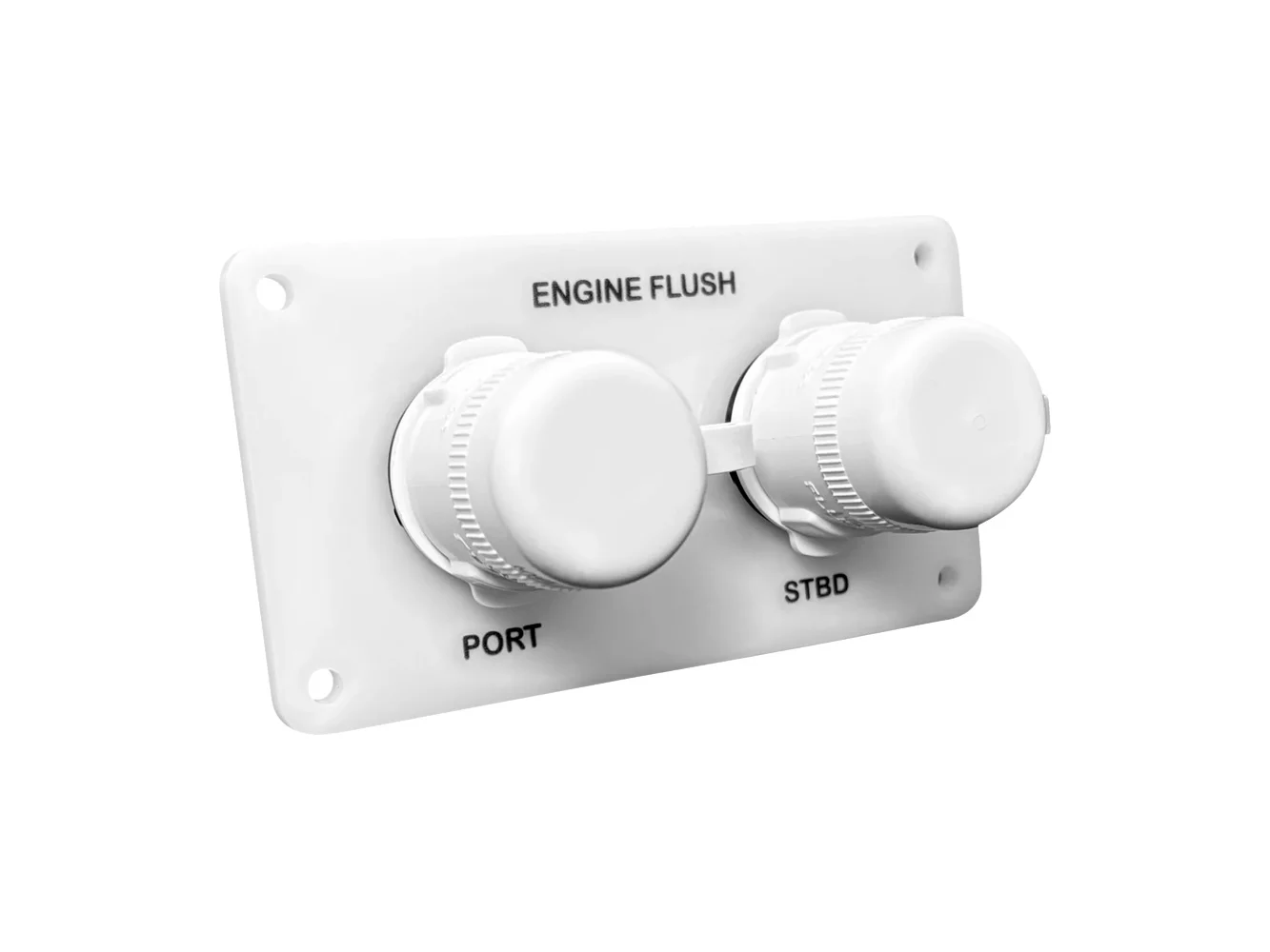 Flushmaster Flush Port Reroute Dual Outlet - White Acrylic Plate - Horizontal - 1/2' Barb