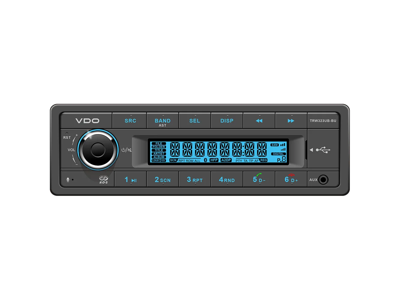VDO 24V Radio w/FM RDS Tuner/MP3/WMA/USB/Bluetooth - Blue Illumination