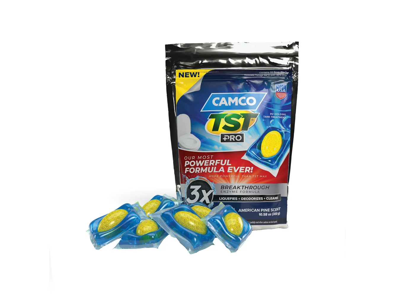 Camco TST Pro RV Holding Tank Treatment Drop-Ins - American Pine *10-Pack