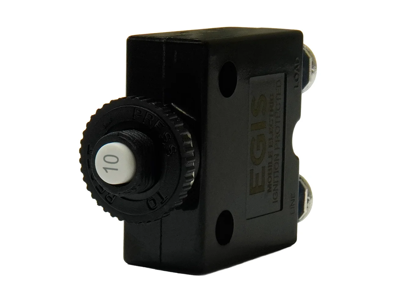 Egis 10A Push Button Panel Mount Circuit Breaker - Screw Terminals