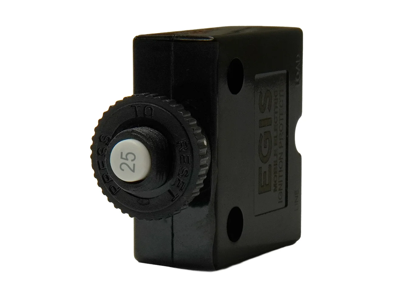 Egis 25A Push Button Panel Mount Circuit Breaker - Spade Terminal