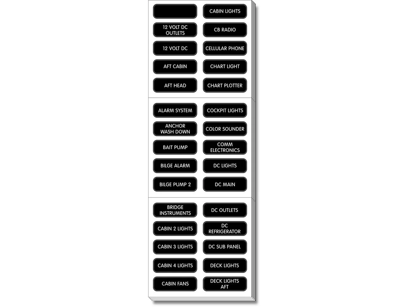 Blue Sea 8039 DC Panel Extended 120 Label Set