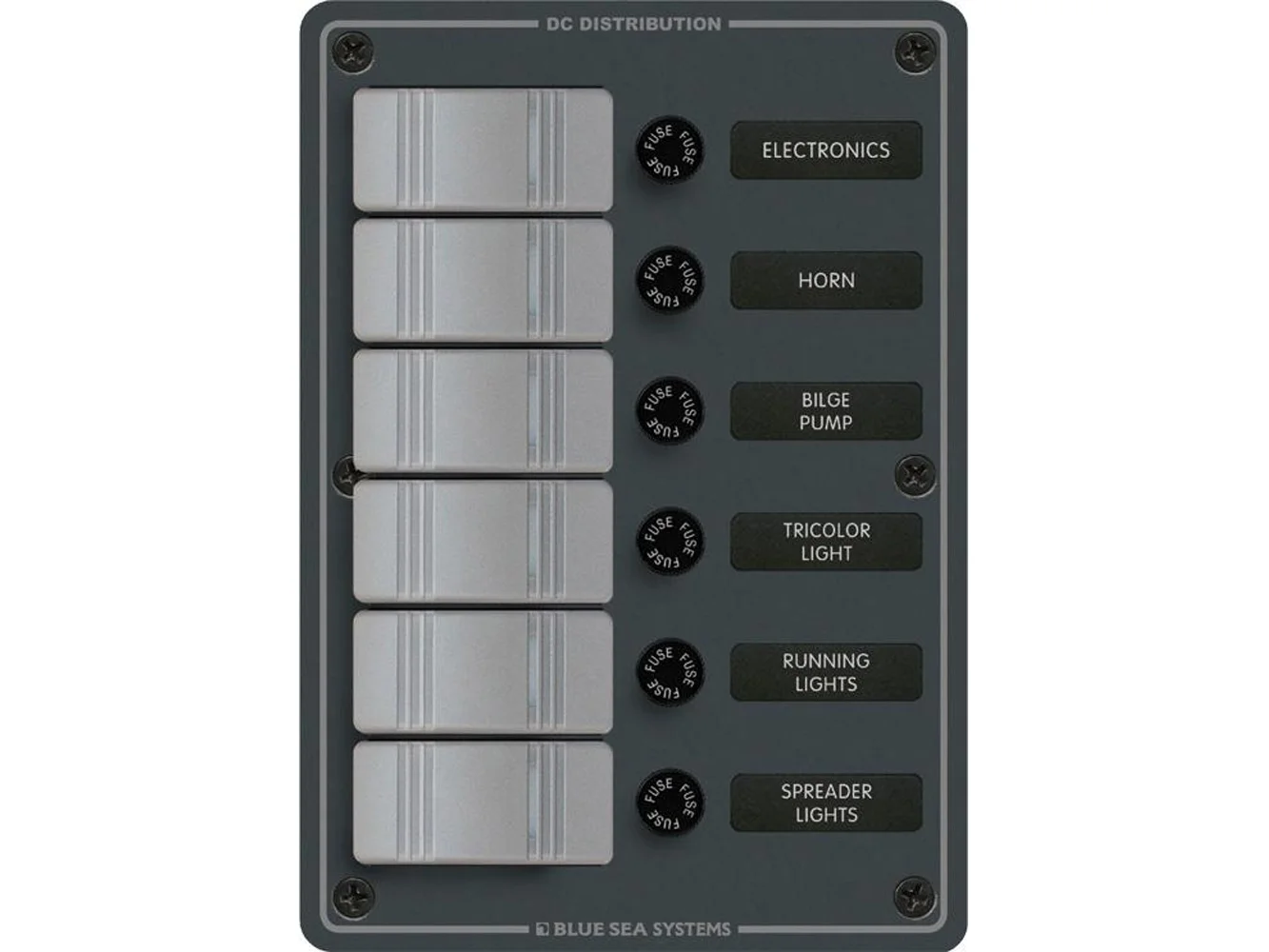 Blue Sea 8053 Slate Grey - 6 Position - Vertical