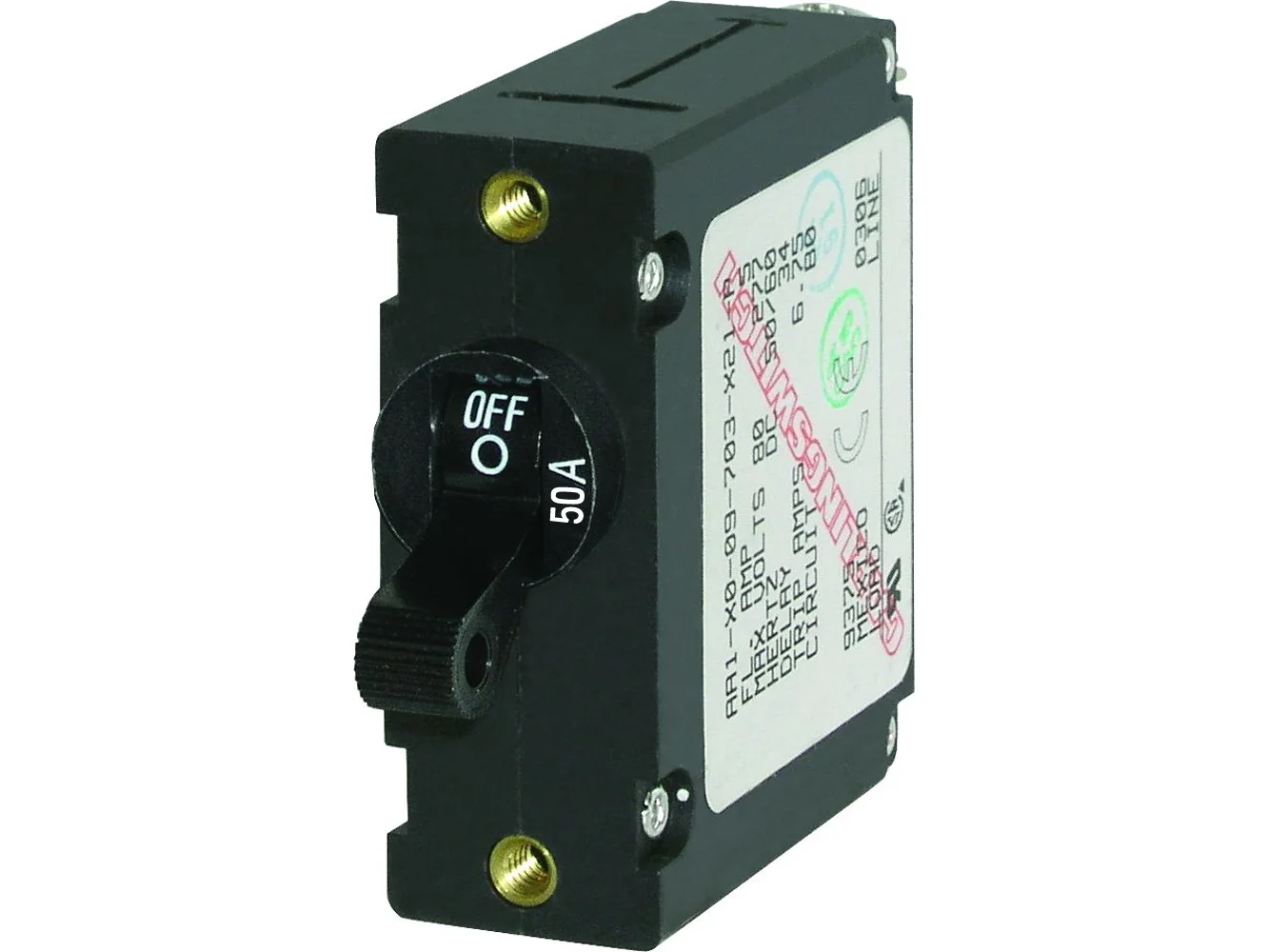 Blue Sea 7228 AC / DC Single Pole Magnetic World Circuit Breaker - 50 Amp