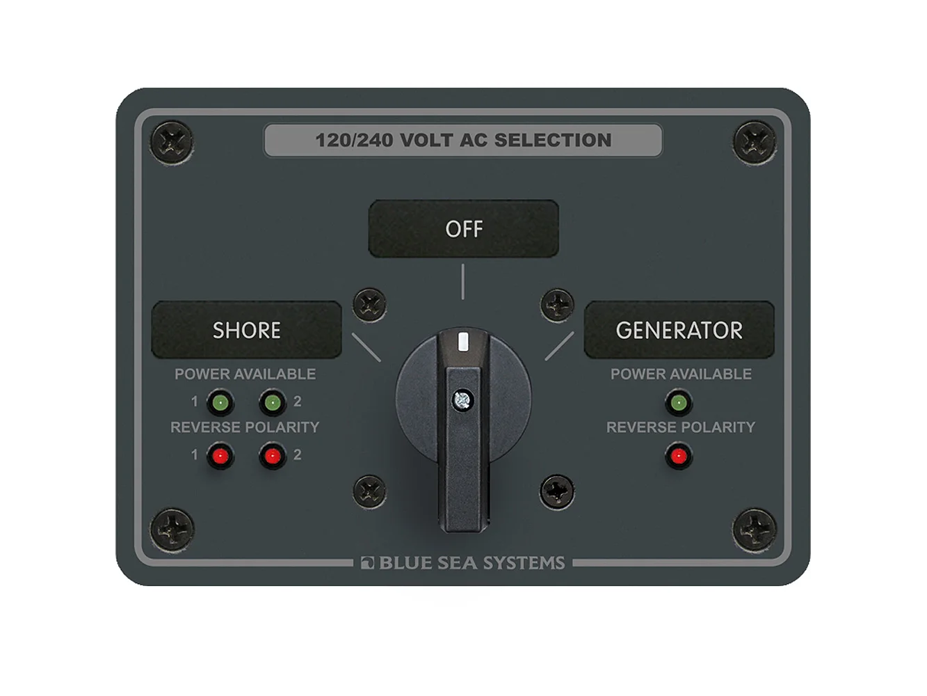 Blue Sea 8386 AC Rotary Switch Panel 30 Ampere 2 Positon + OFF, 4 Pole