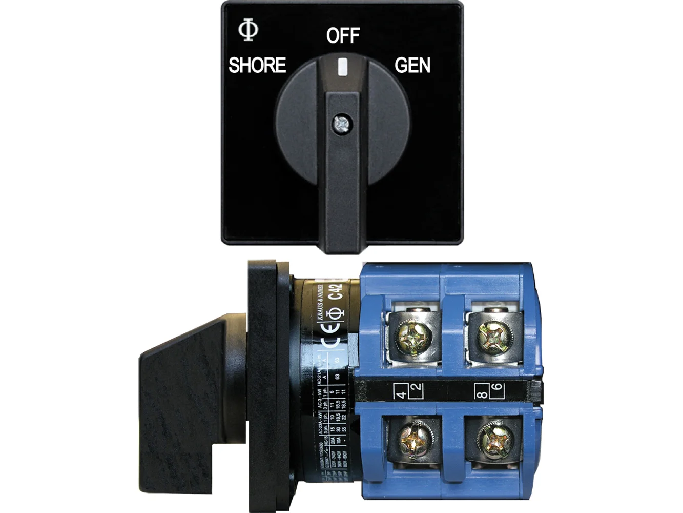 Blue Sea 9011 Switch, AV 120VAC 65A OFF +2 Positions