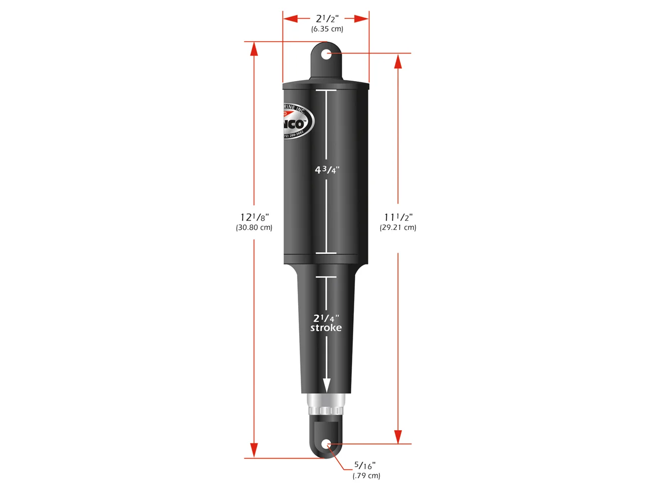 Lenco 101 Standard Actuator - 12V - 2-1/4" Stroke