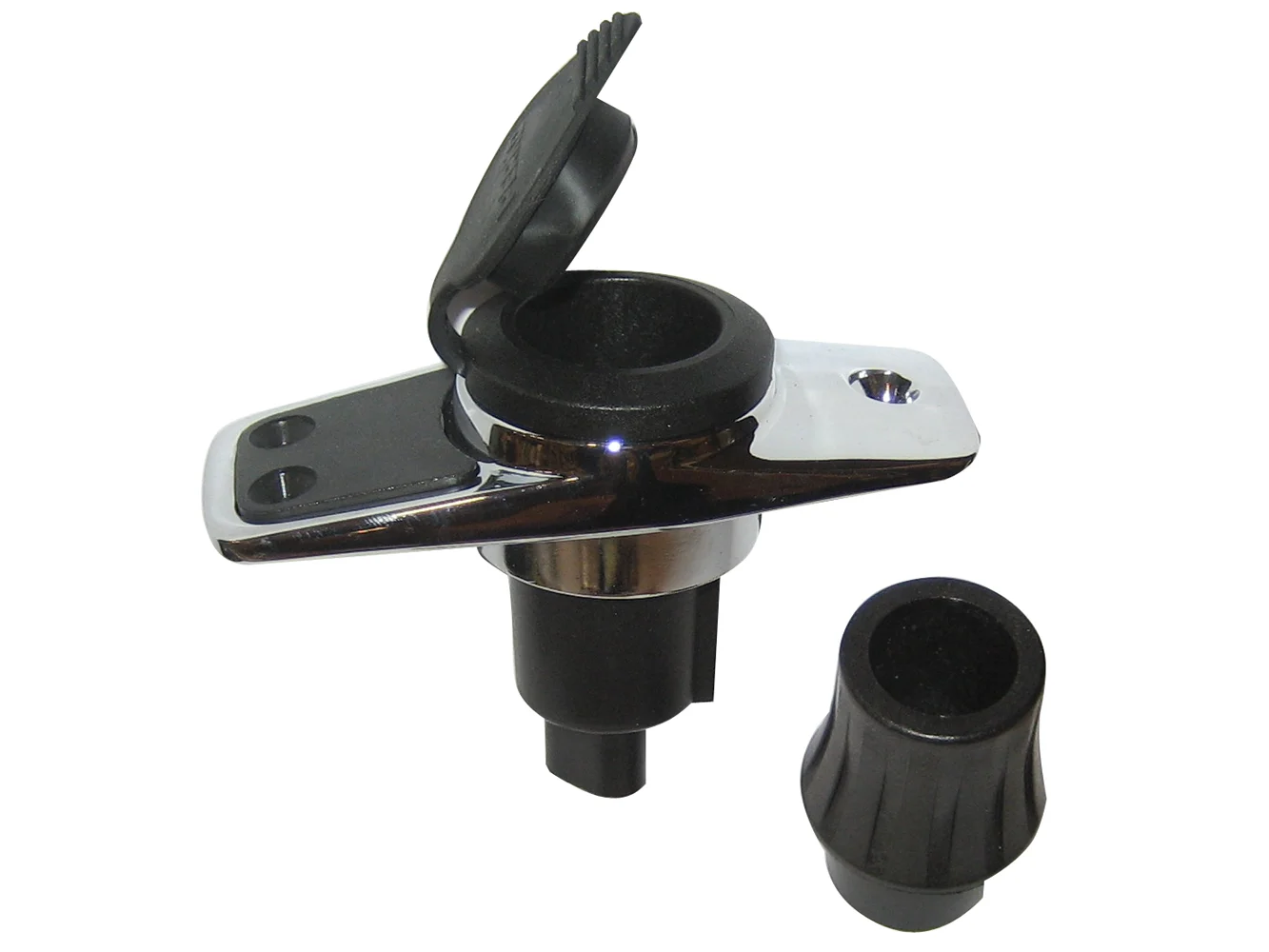 Perko Locking Collar Pole Light Mounting Base - 2 Pin - Chrome Plated w/Black Cover