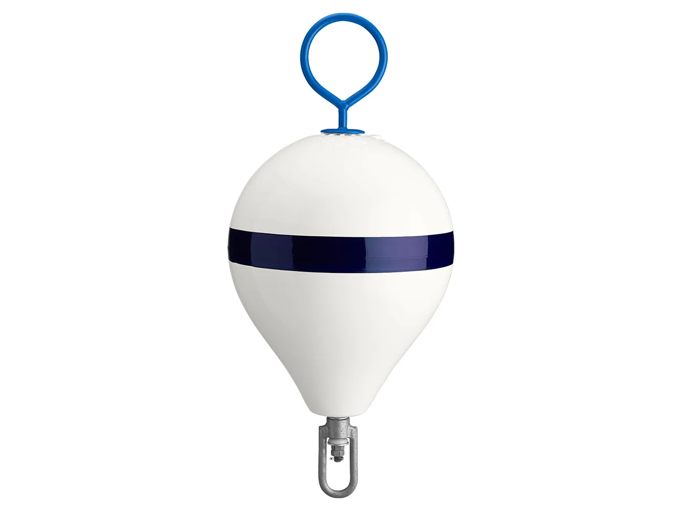 Polyform 13.5" CM Mooring Buoy w/Galvanized Iron - White Blue Stripe