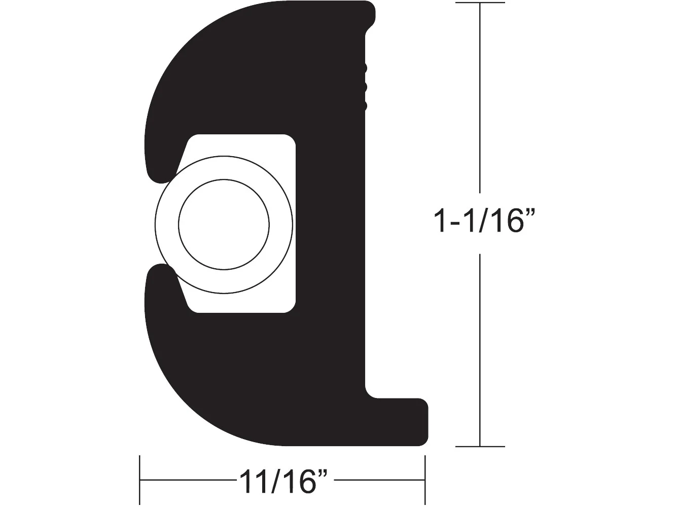 TACO Flex Vinyl Rub Rail Kit - Black w/White Insert - 50' - 1-1/16" x 11/16"