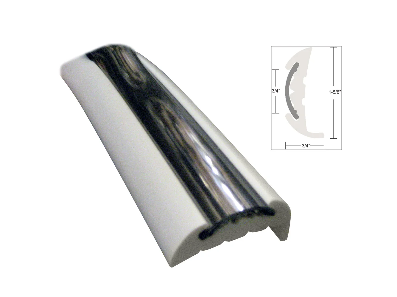 TACO Semi-Rigid Rub Rail Kit - White w/Flex Chrome Insert - 70'