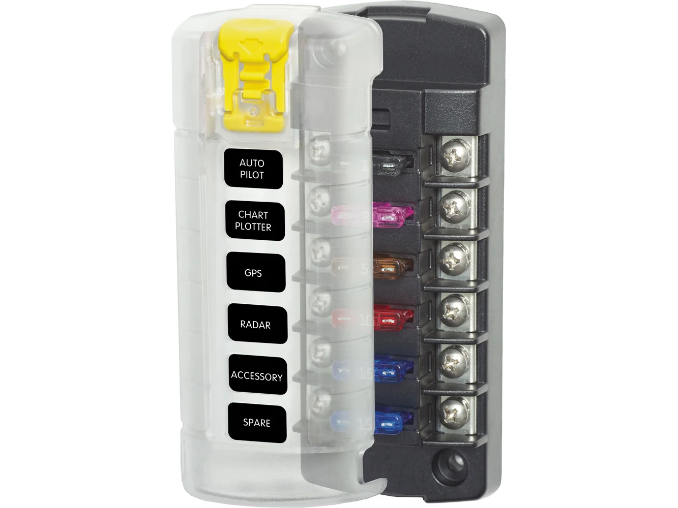 Blue Sea 5035 ST Blade Fuse Block w/Cover - 6 Circuit Independent w/o Negative Bus
