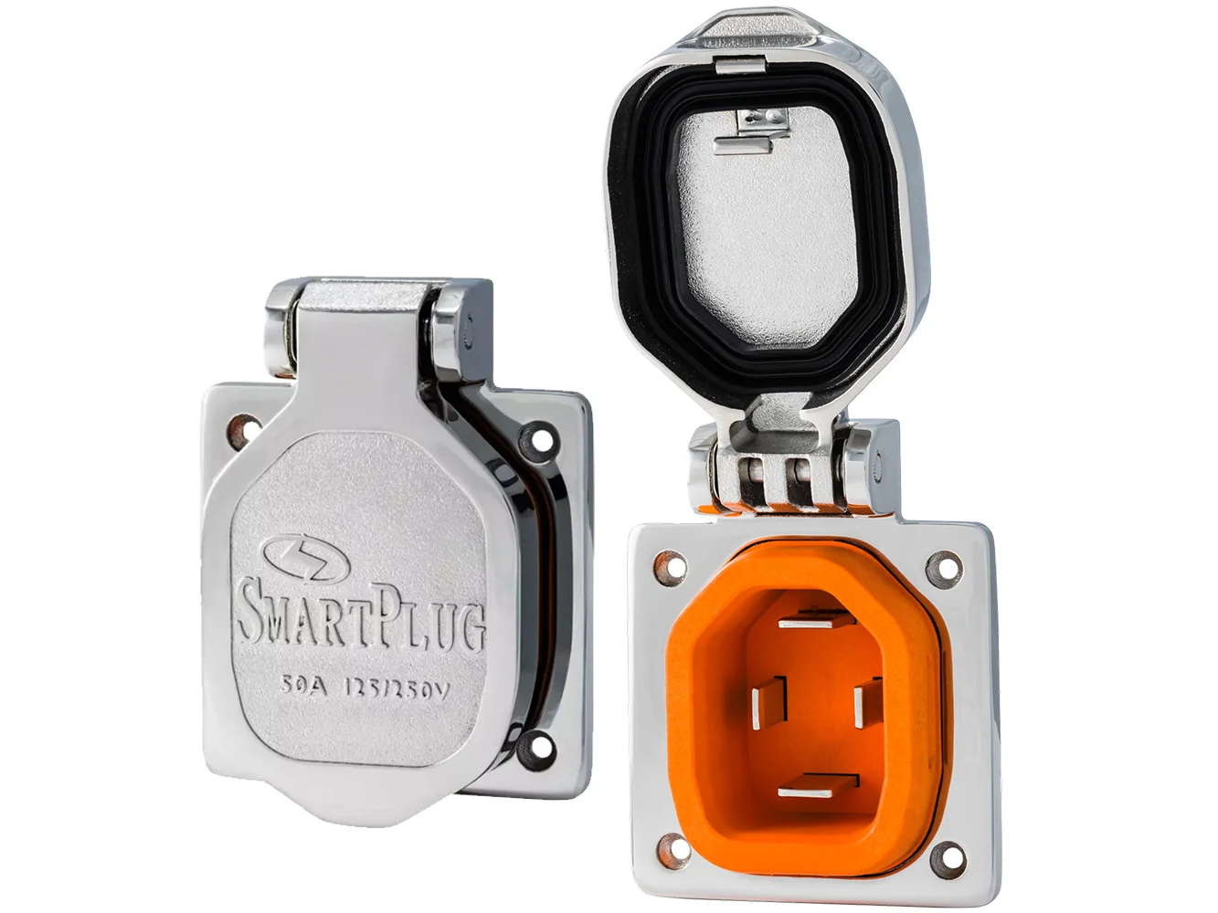 SmartPlug 50 AMP Male Inlet W/Cover - Stainless Steel
