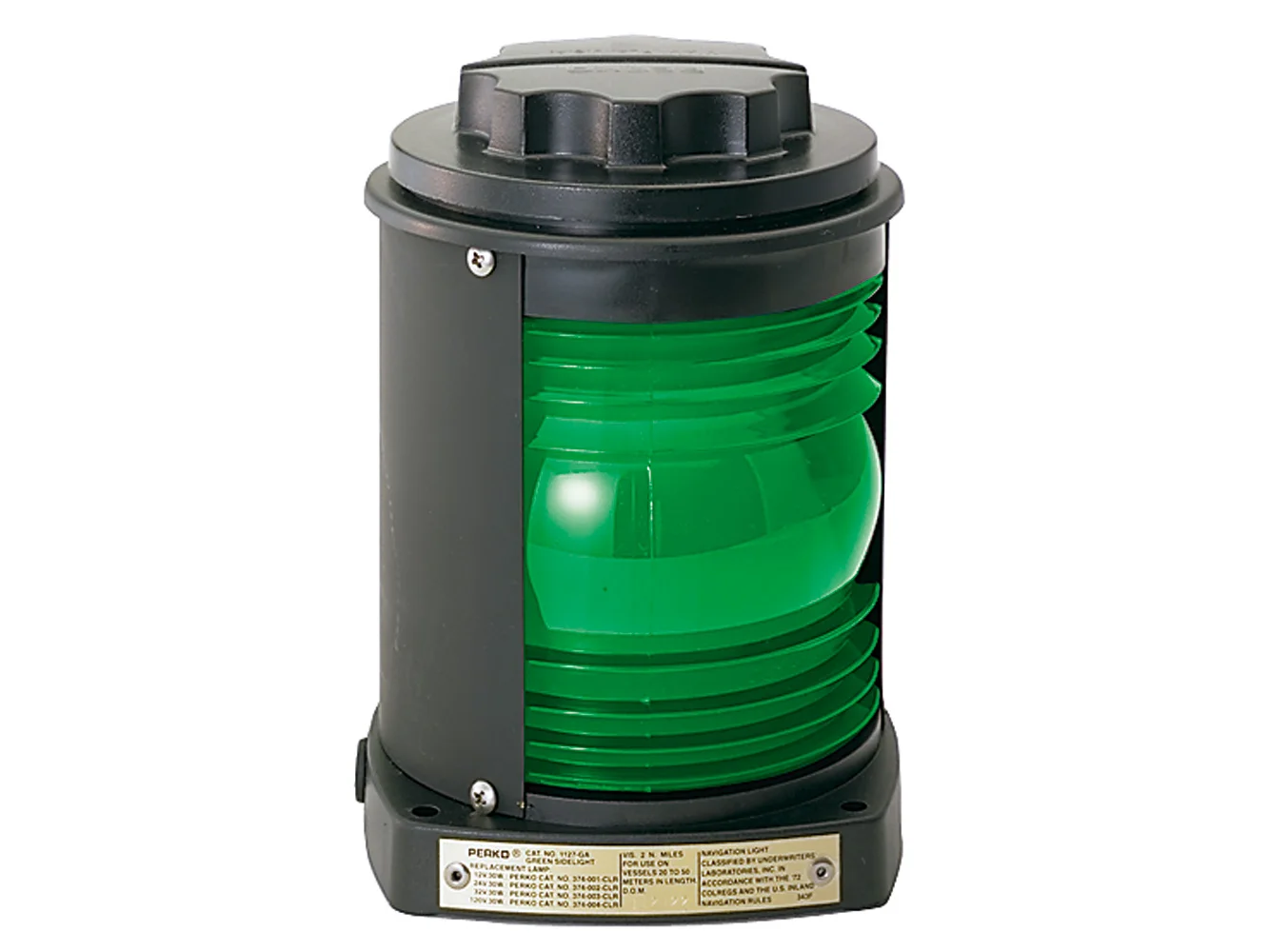 Perko Side Light - Black Plastic, Green Lens