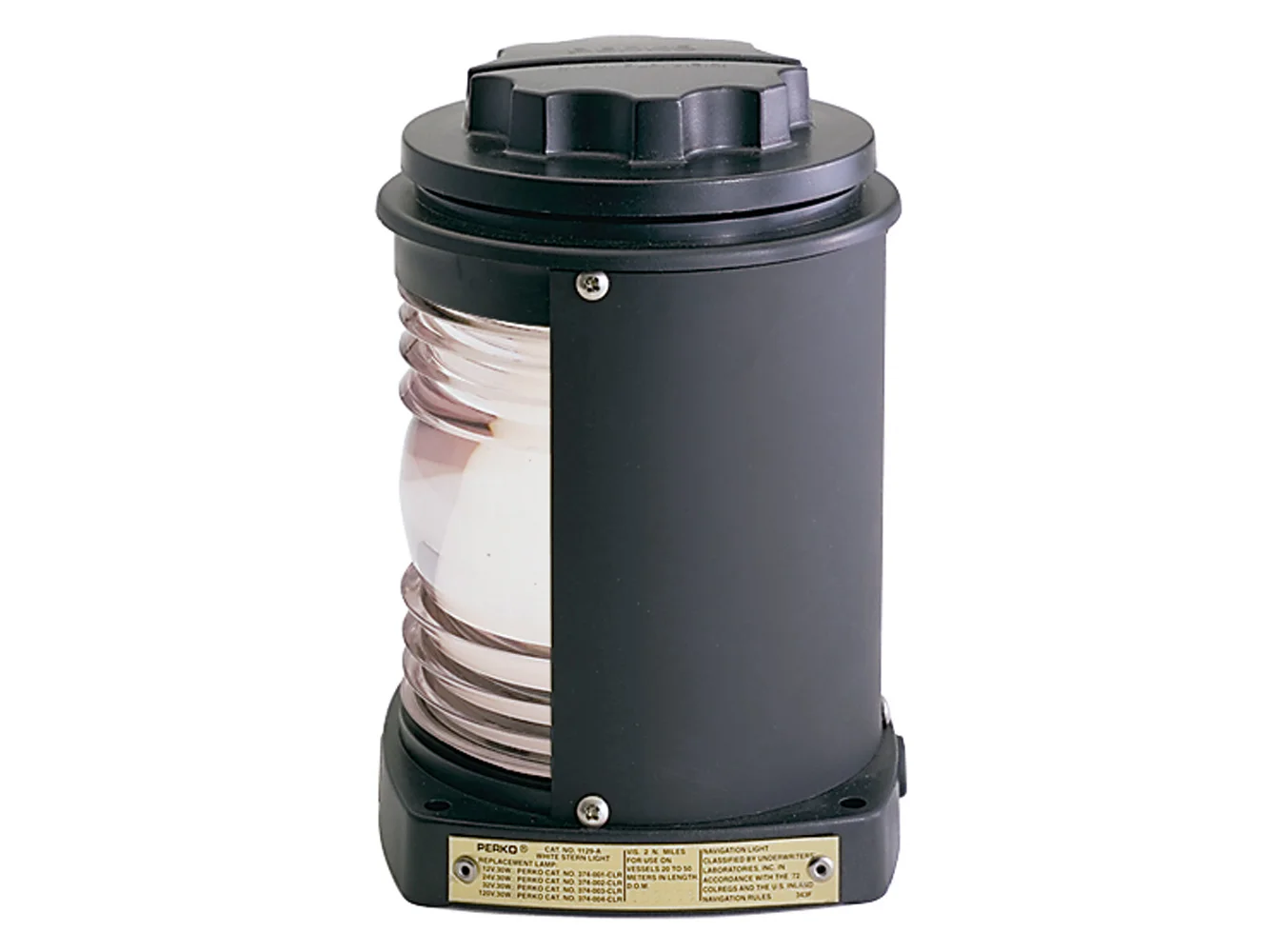 Perko Stern Light - Black Plastic, White light with Gray Tinted Lens