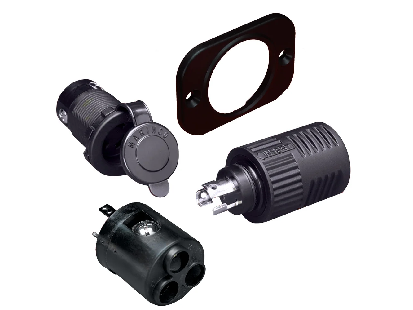 Marinco ConnectPro® Charging/Trolling Receptacle, Plug & 6-Guage Adapter