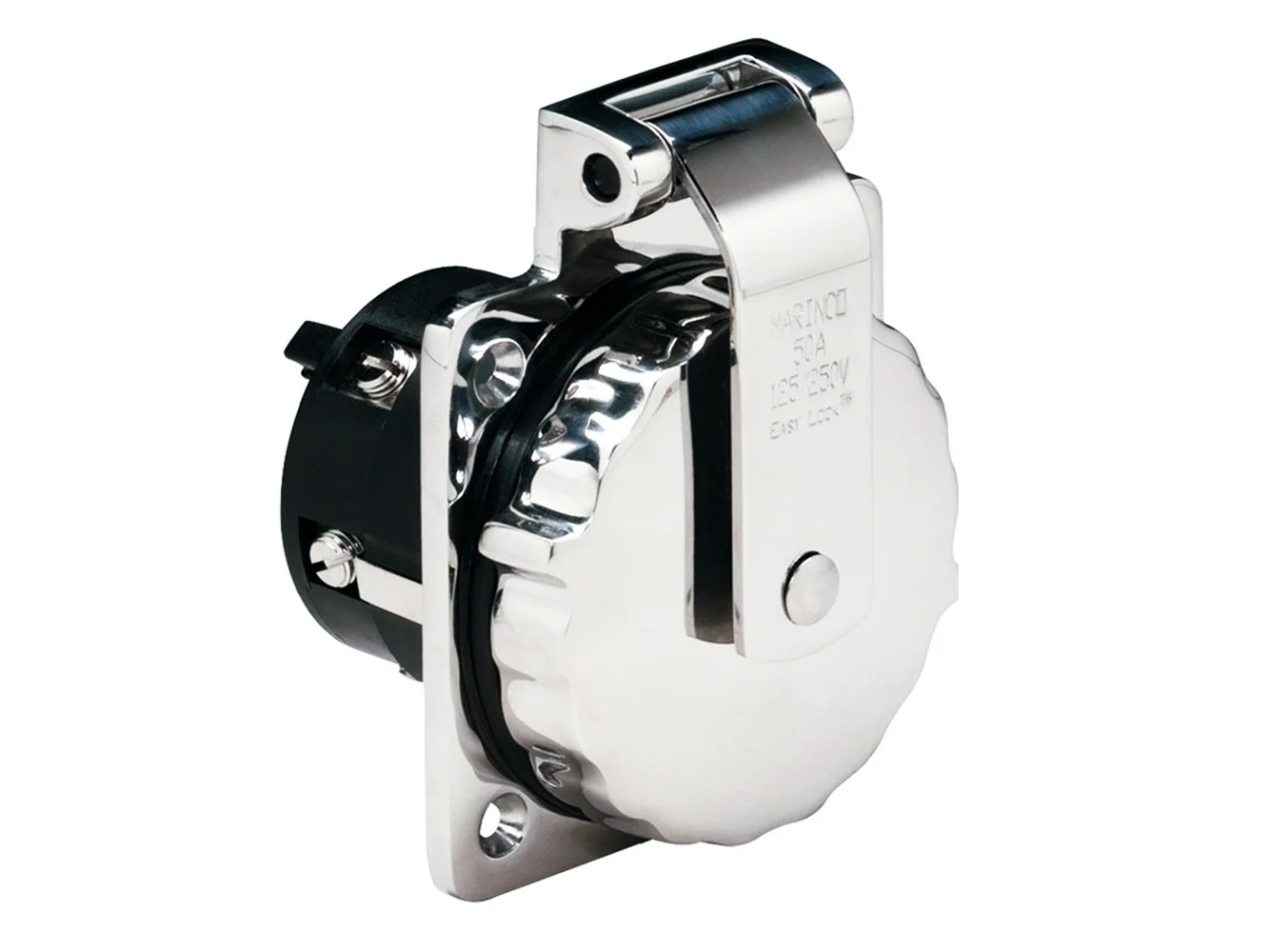 Marinco 6373EL 50Amp 125/250V Stainless Steel Inlet w/o Rear Safety Enclosure