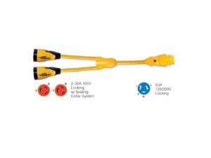 Marinco Y504-2-30 EEL (2)-30A-125V Female to (1)50A-125/250V Male "Y" Adapter - Yellow