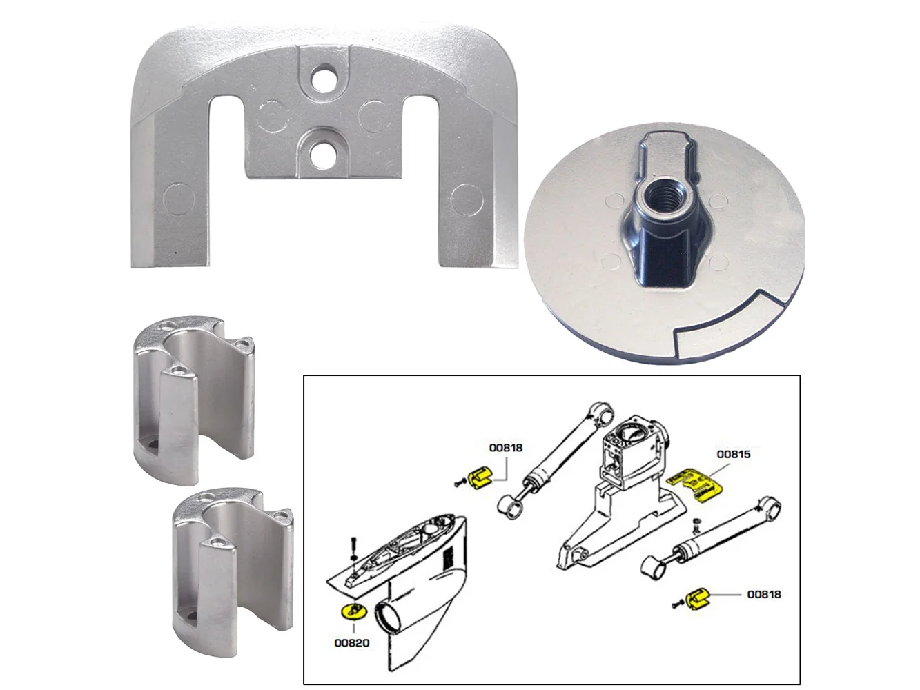 Tecnoseal Anode Kit w/Hardware - Mercury Bravo 2-3 - Aluminum