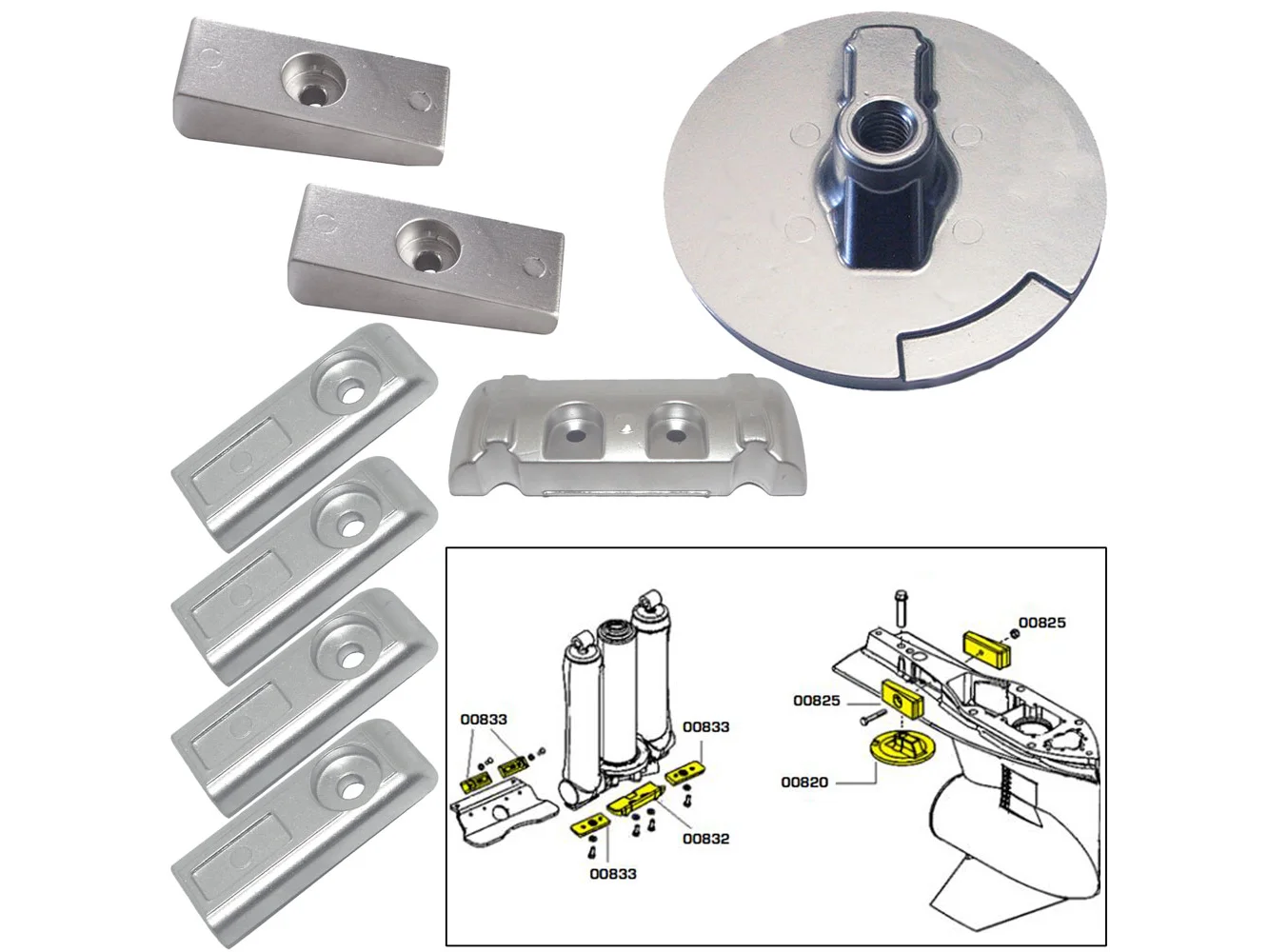Tecnoseal Anode Kit w/Hardware - Mercury Verado 6 - Aluminum
