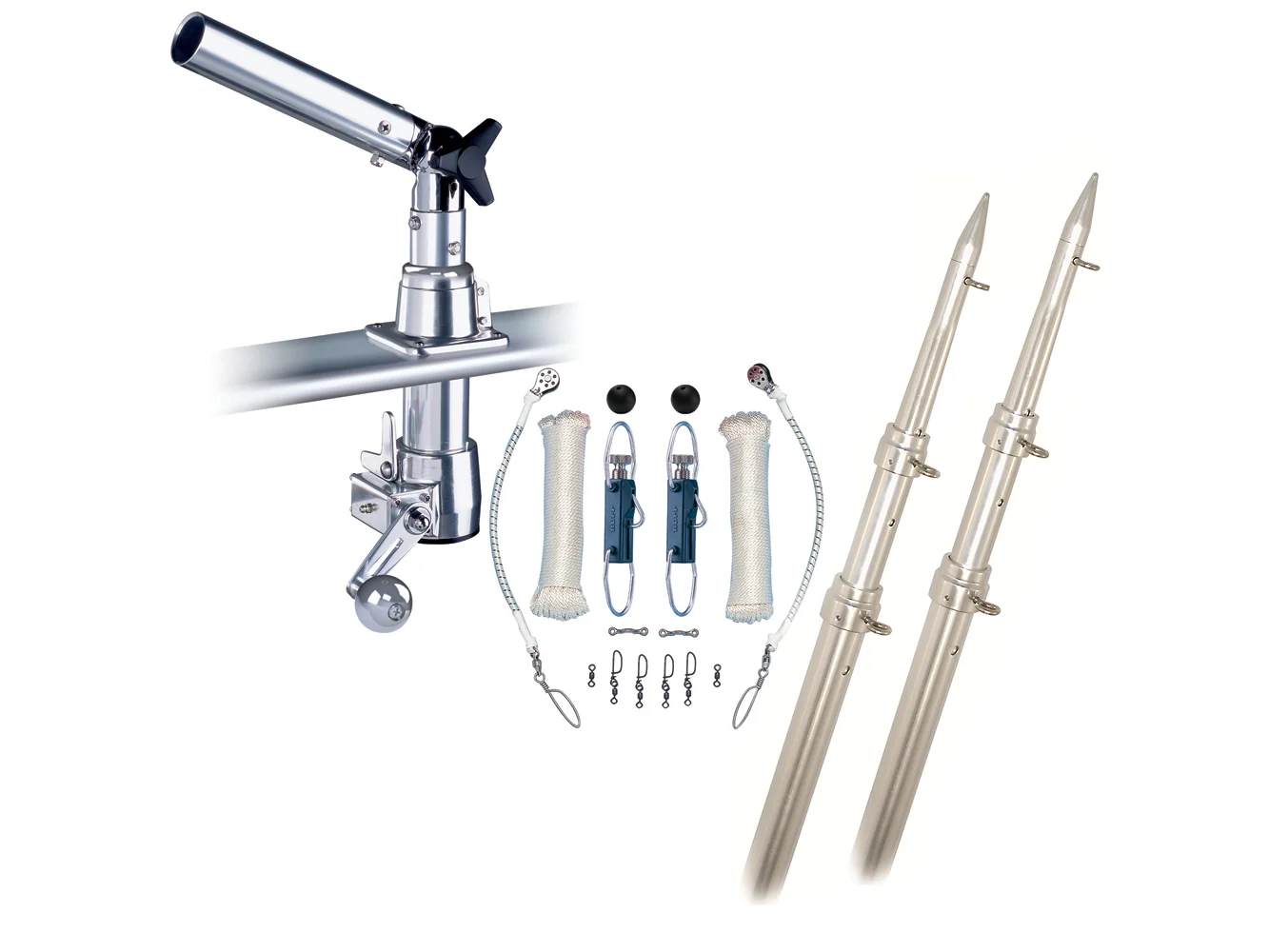 Rupp Z-30 Top Gun Outrigger Kit w/15' Telescoping Poles & Complete Single Line Rigging Kit w/Klickers Release Clips