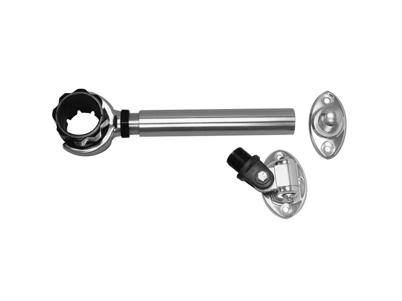 Rupp Threaded Antenna Support w/6" Flat Mount, Oval 4-Way Base & 1.5" Collar