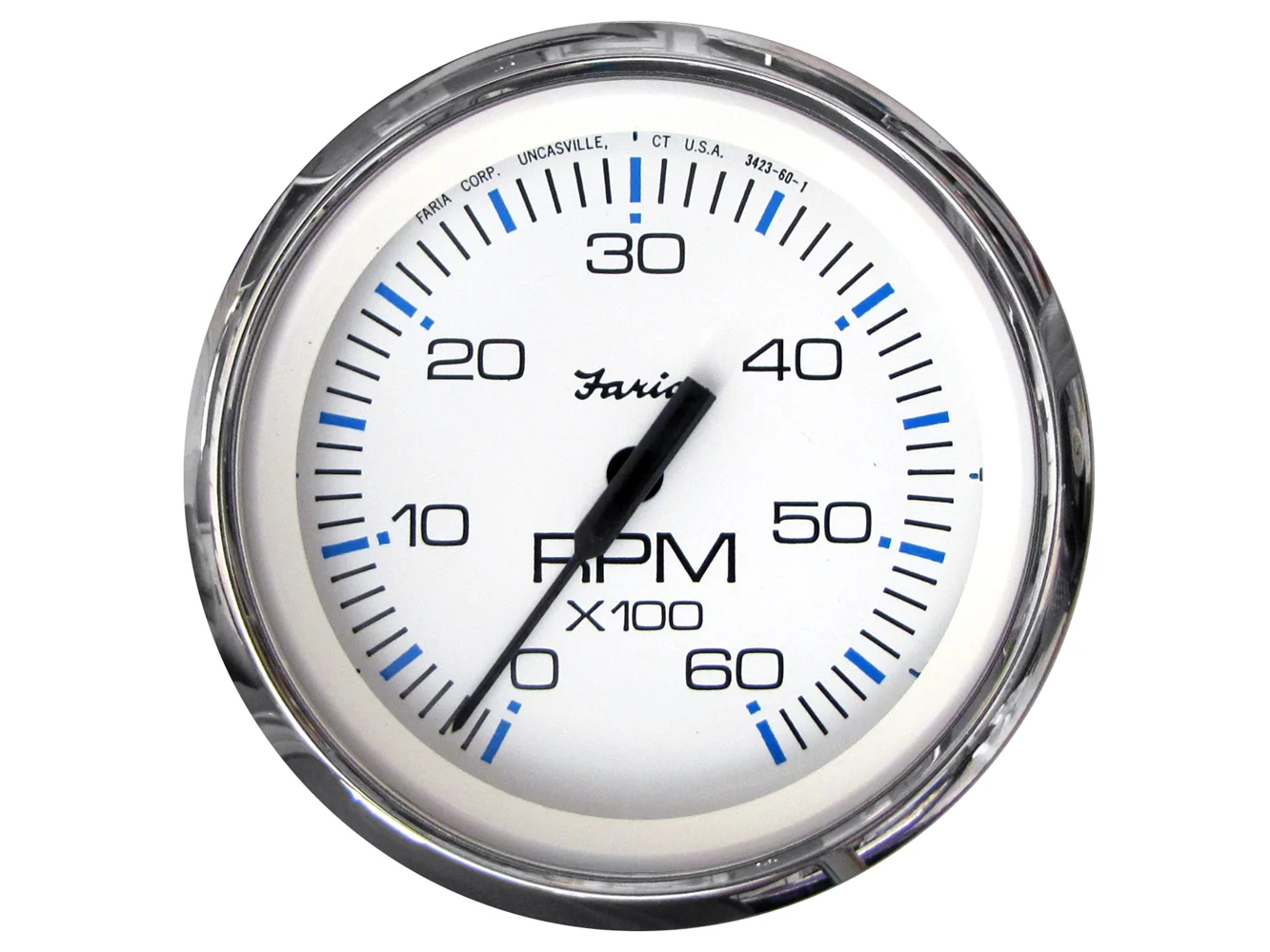 Faria Chesapeake White SS 4" Tachometer - 6000 RPM (Gas) (Inboard & I/O)