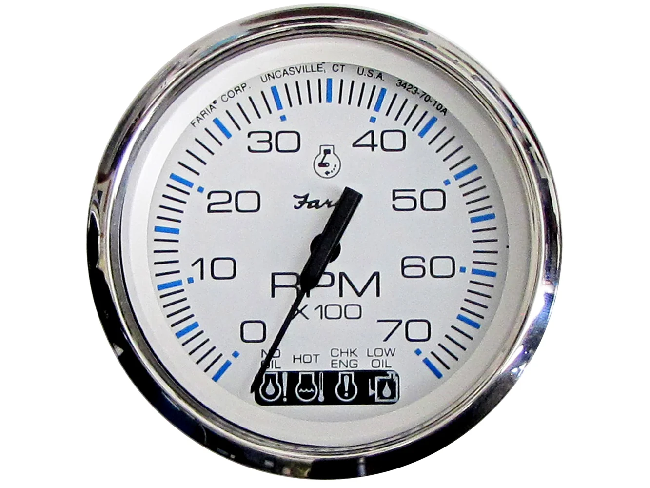 Faria Chesapeake White SS 4" Tachometer w/Systemcheck Indicator - 7000 RPM (Gas) (Johnson/Evinrude Outboard)