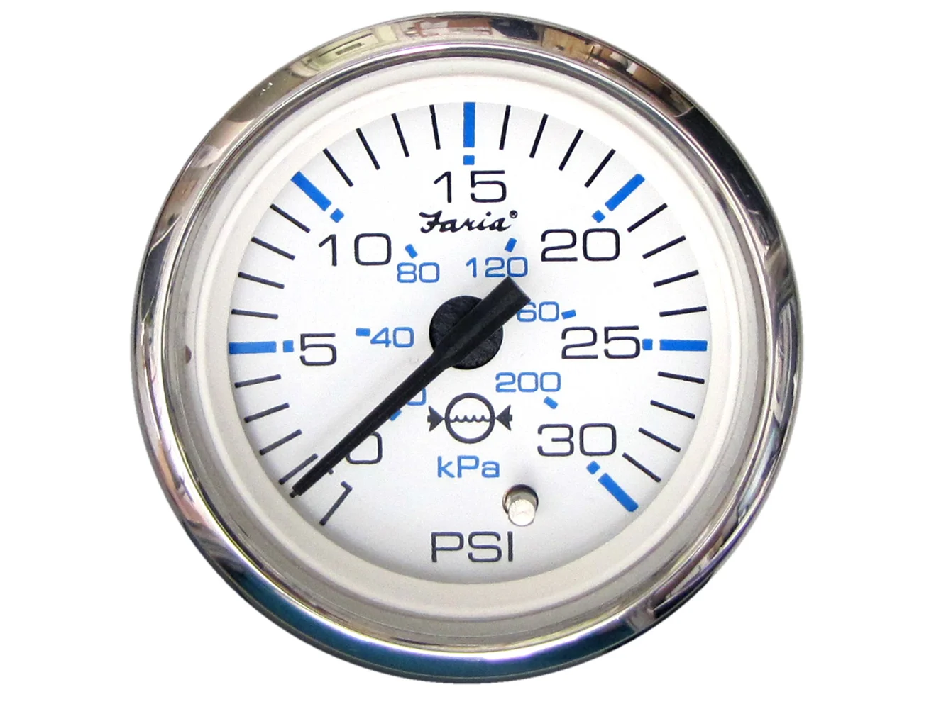 Faria Chesapeake White SS 2" Water Pressure Gauge (30 PSI)