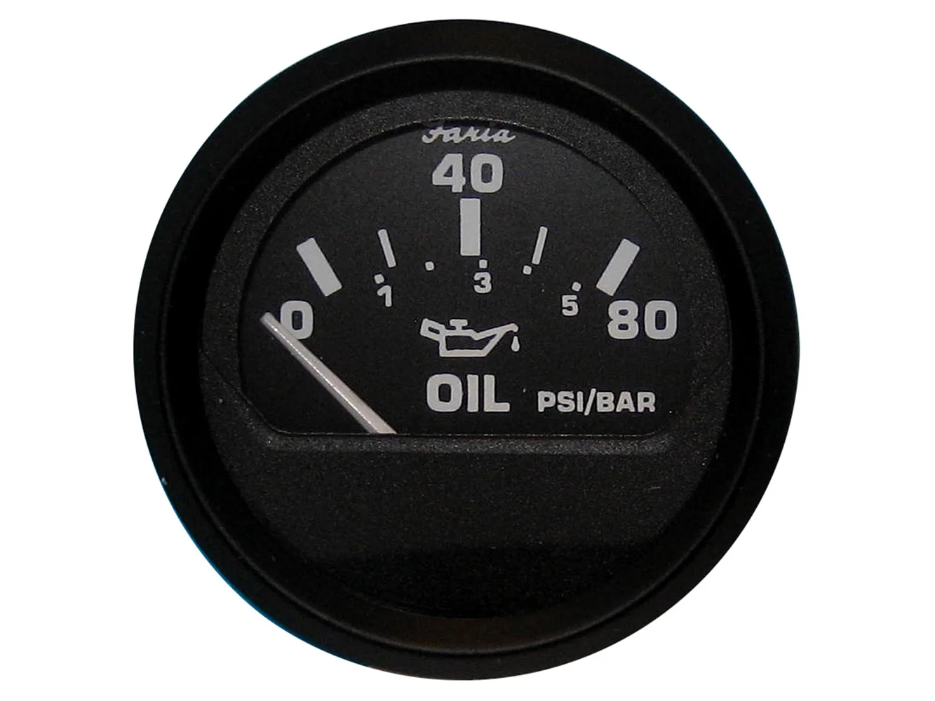Faria Euro Black 2" Oil Pressure Gauge (80 PSI)