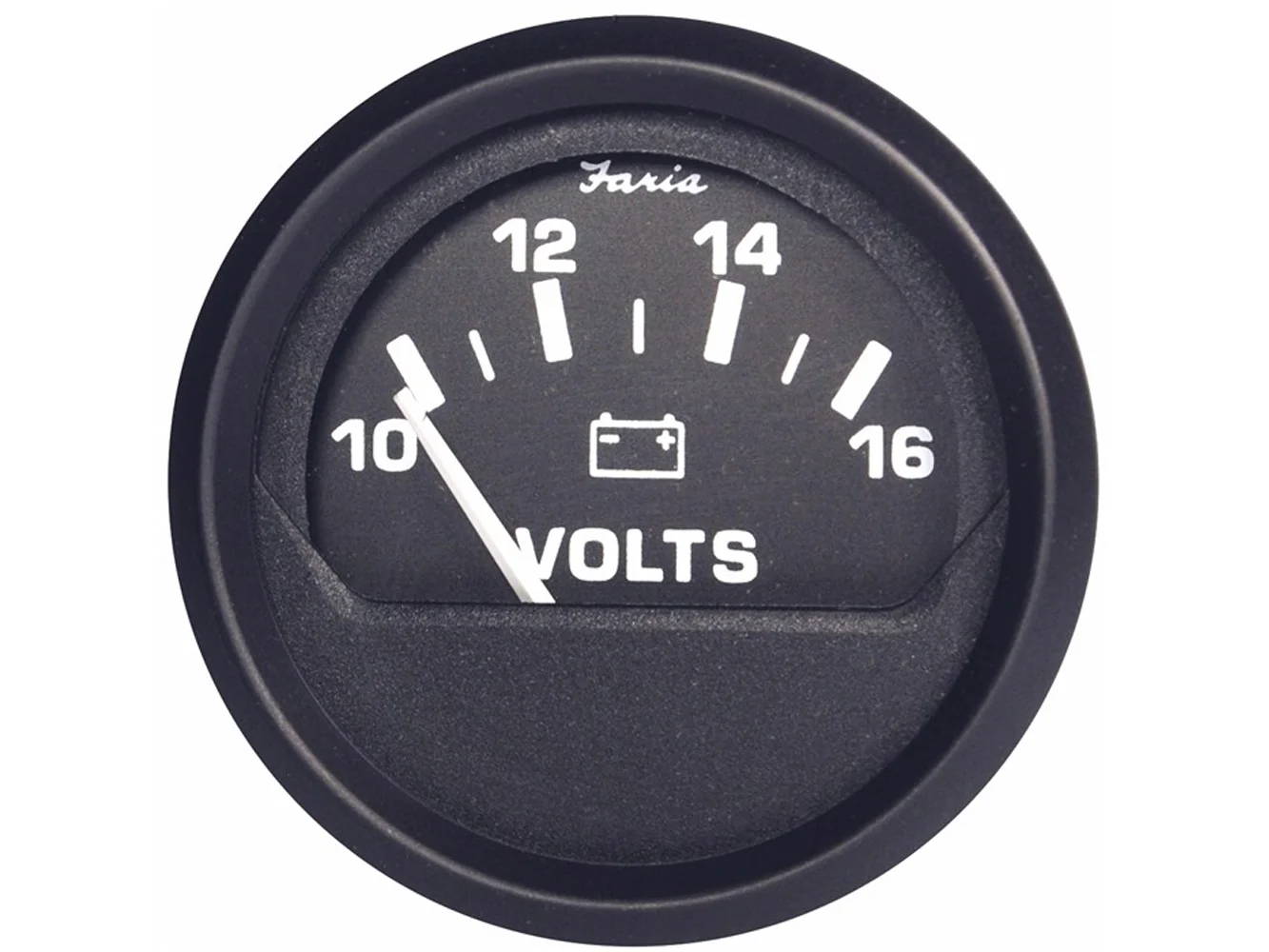 Faria Euro Black 2" Voltmeter (10-16 V)