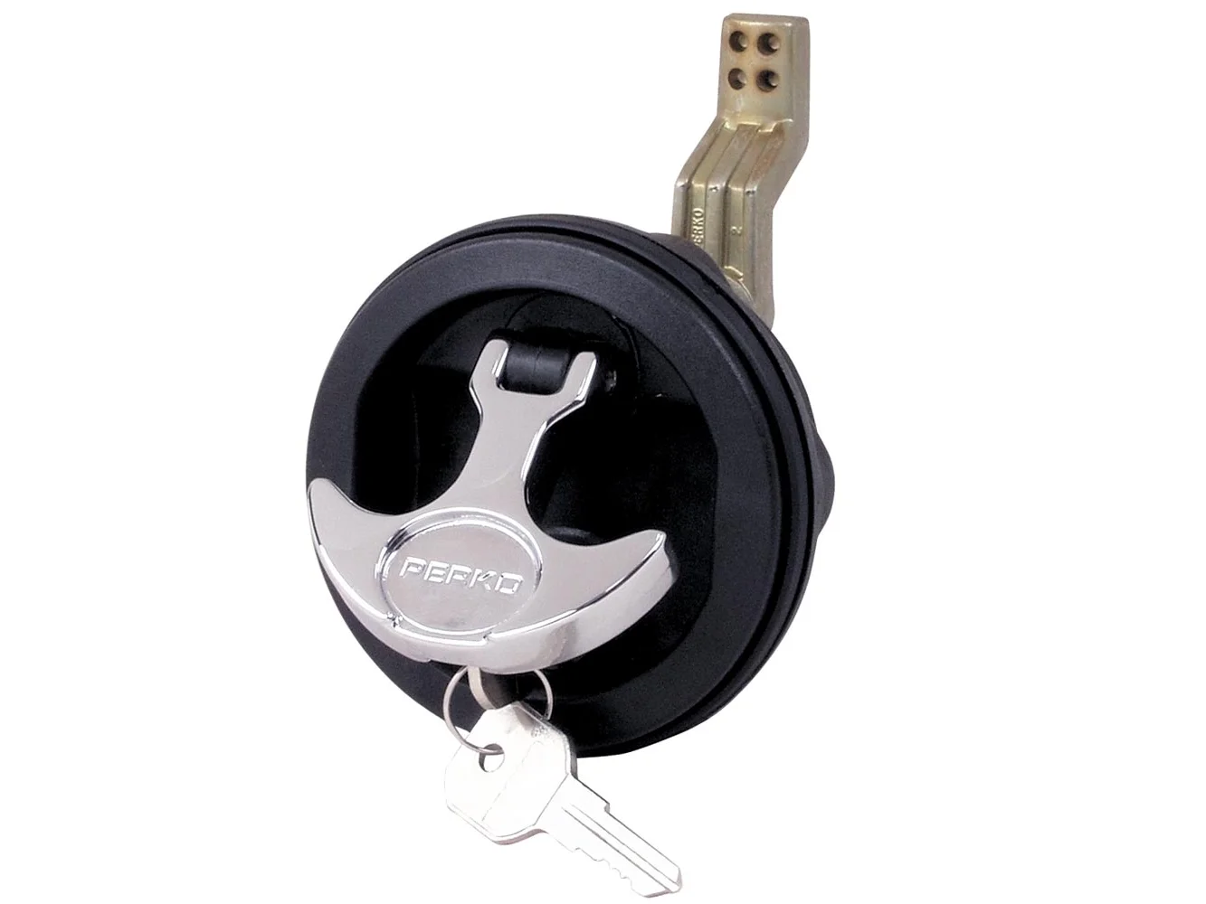 Perko Surface Mount & Latch - Black Body, Chrome Handle, Offset Cam Bar, 3/4" - 2-3/8"