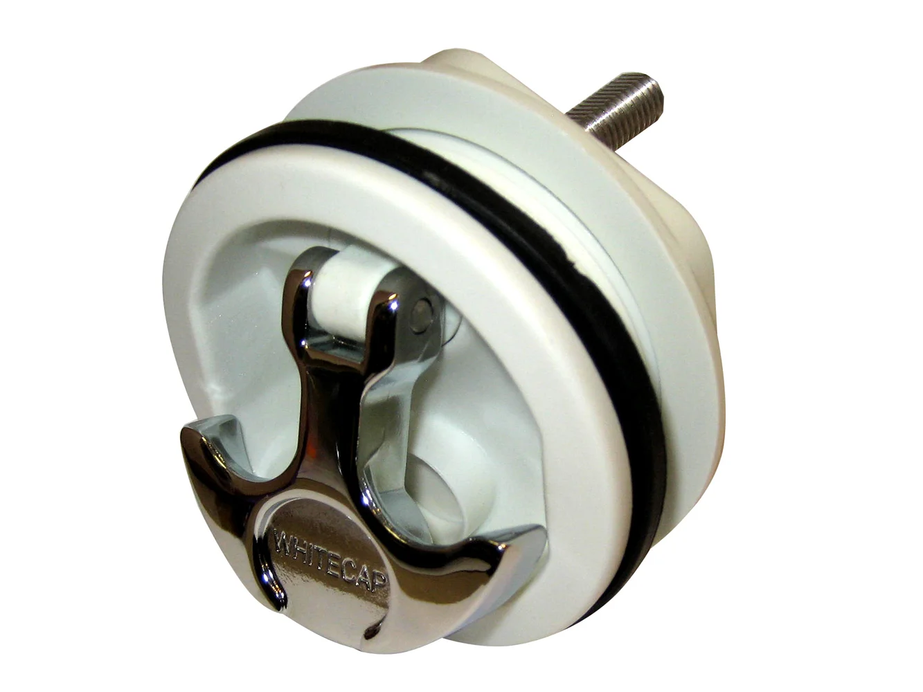 Whitecap T-Handle Latch - Chrome Plated Zamac/White Nylon - No Lock - Freshwater Use Only