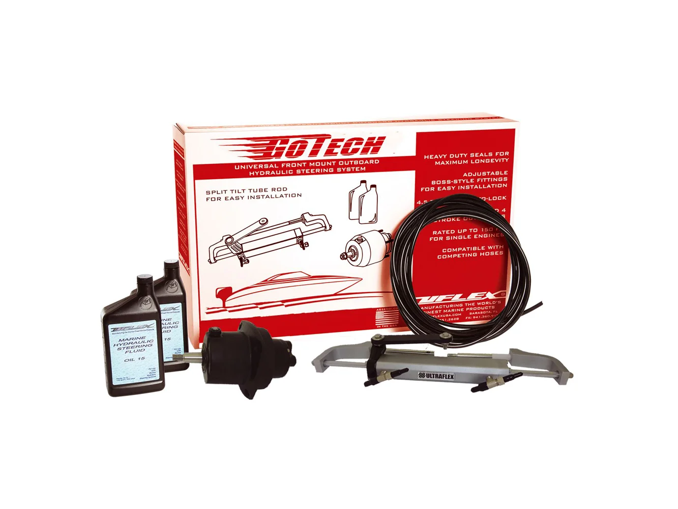 UFlex GoTech 1.0 Universal Front Mount Outboard Hydraulic Steering System