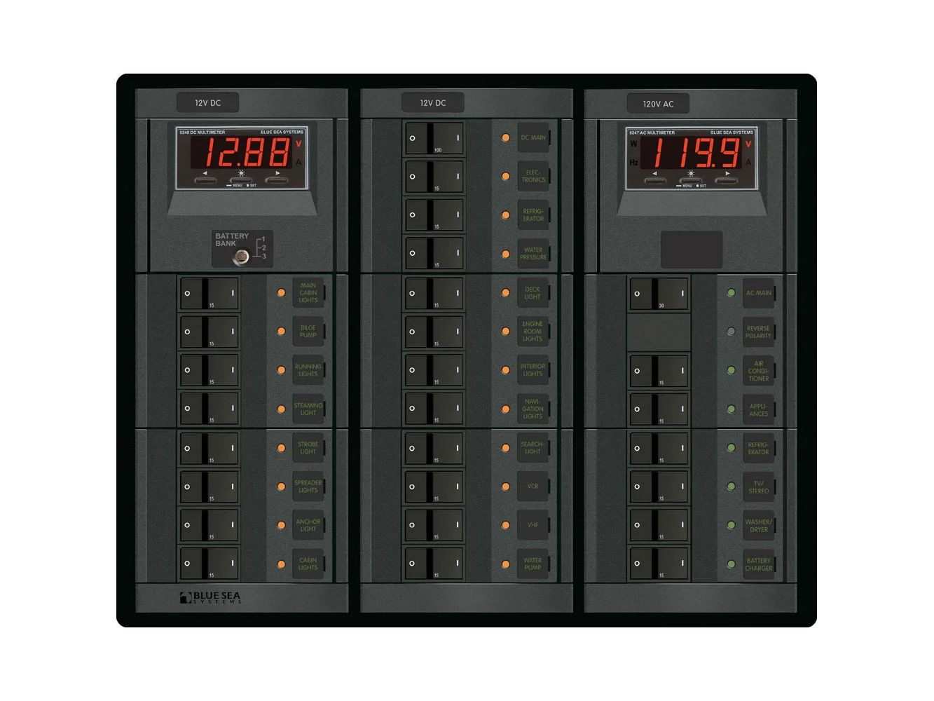 Blue Sea 1218 12V DC Main + 19 Positions / 120V AC Main + 6 Positions