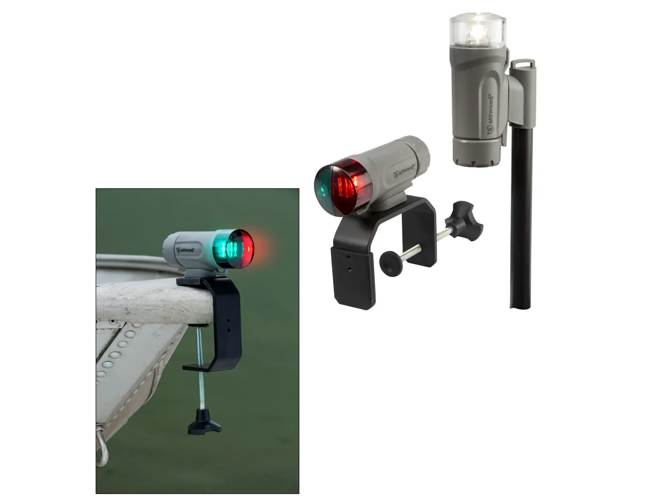 Attwood PaddleSport Portable Navigation Light Kit - C-Clamp, Screw Down or Adhesive Pad - Gray