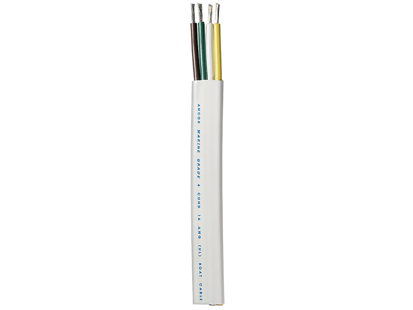 Ancor Trailer Cable - 16/4 AWG - Yellow/White/Green/Brown - Flat - 100'